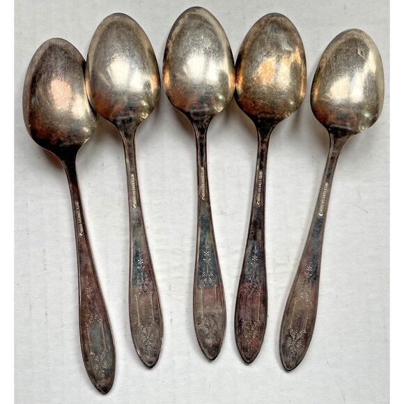 5 Rogers Bros 1847 Debutante Silverplate Antique Vintage Teaspoons Silverware - Picture 5 of 5